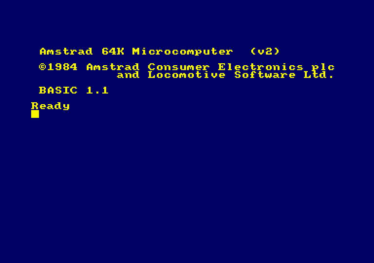 Amstrad CPC 664 bootscreen, Firmware v2 and BASIC 1.1.