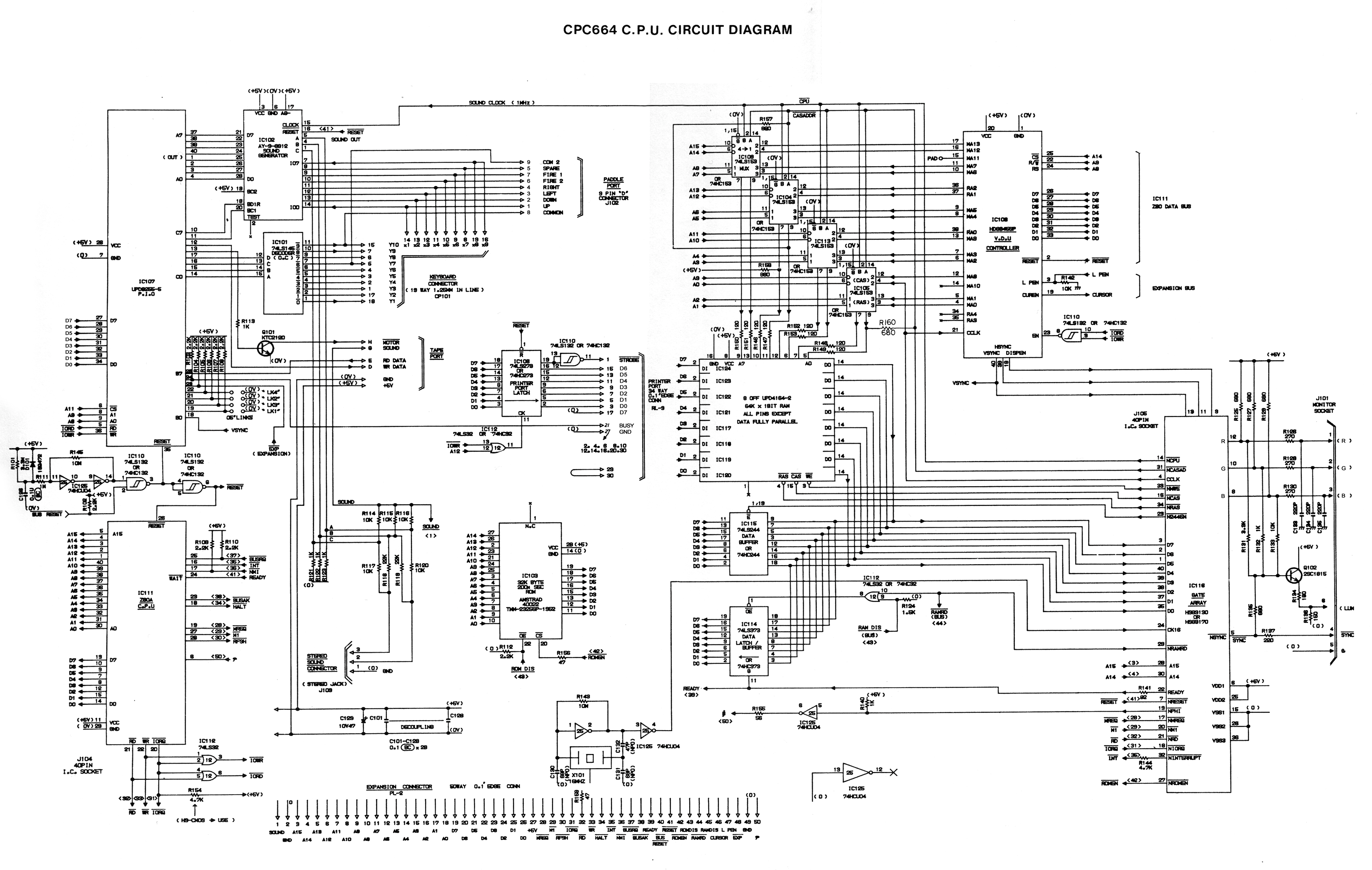 The Amstrad CPC 664 Circuit Diagram (from the CPC 664 Service Manual).