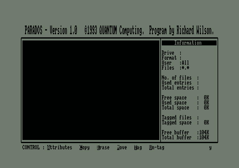 PARADOS Control menu