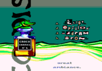 Main menu of the Croco Channel 3 compilation. The bottle on the left was painted by Fafa. (2002)