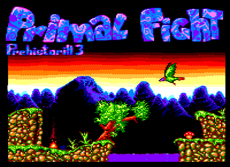 My first ever fullscreen picture. That was supposed to be the intro screen for Primal fight by AST System. The primal fight logo at the top is greatly inspired by Made (From his Crystal slide show) (Unreleased) (1996)